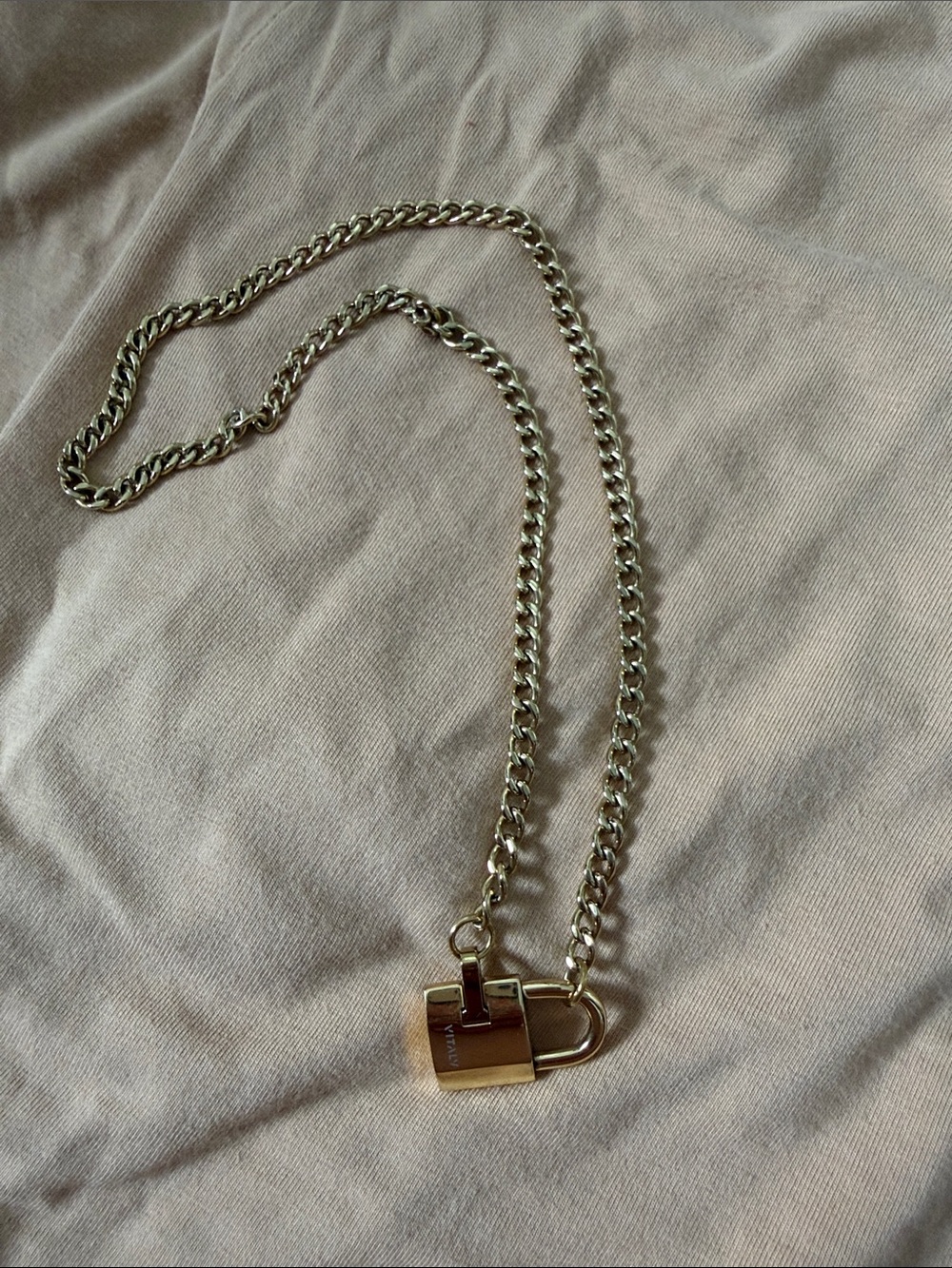 Vitaly Padlock Pendant Chain Necklace in gold stainless steel